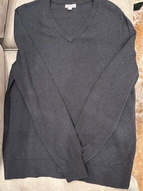 Merona Men's V-Neck Sweater - Dark Charcoal Gray